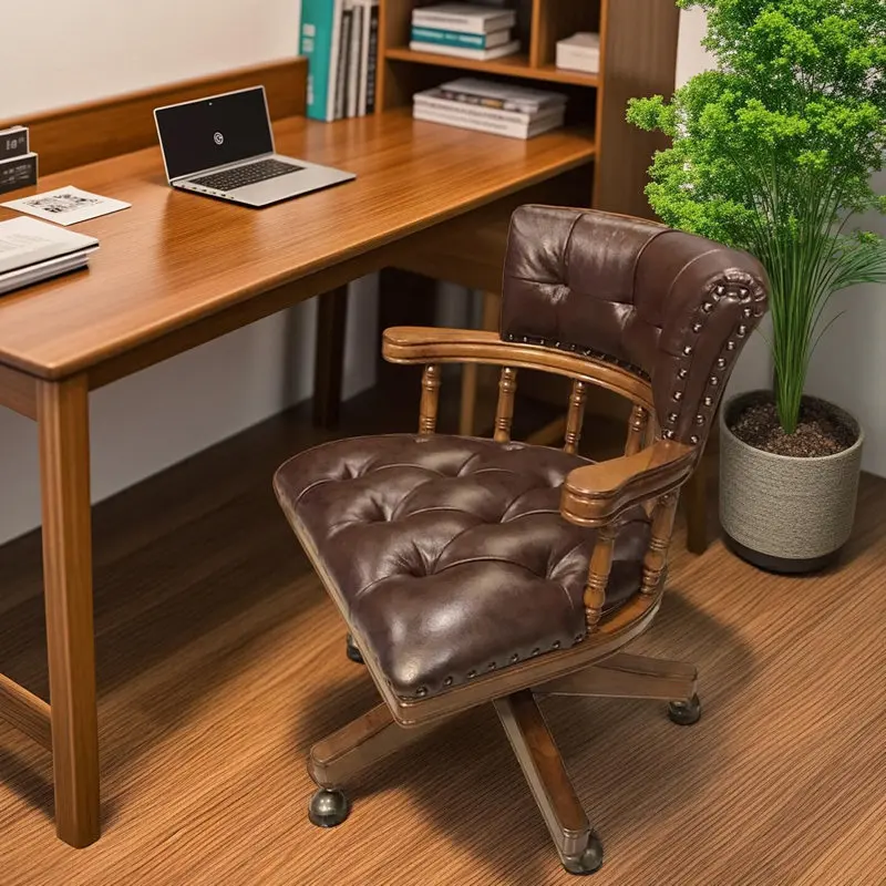 

Black Wood Luxury Office Chair Modern Swivel Design Ergonomic Computer Chair Relaxing Comfortable Silla Oficina Office Furniture