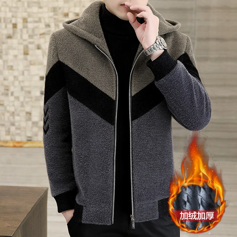 2024 Winter Jacket Men Hoodie Coat Men Thick Warm Jacket Abrigo Largo Hombre Top Quality Woolen Coat With Cotton Thickened Men