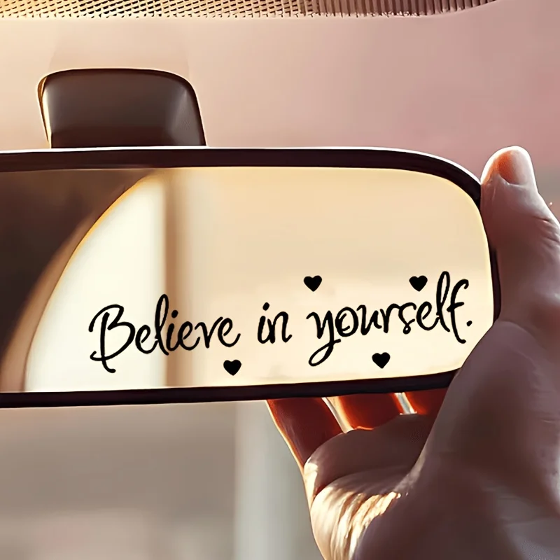 2PCS Believe In Yourself Mirror Sticker 2D Flat Vinyl Decal Car Rearview Mirror Motorcycle Helmet Inspirational Decor