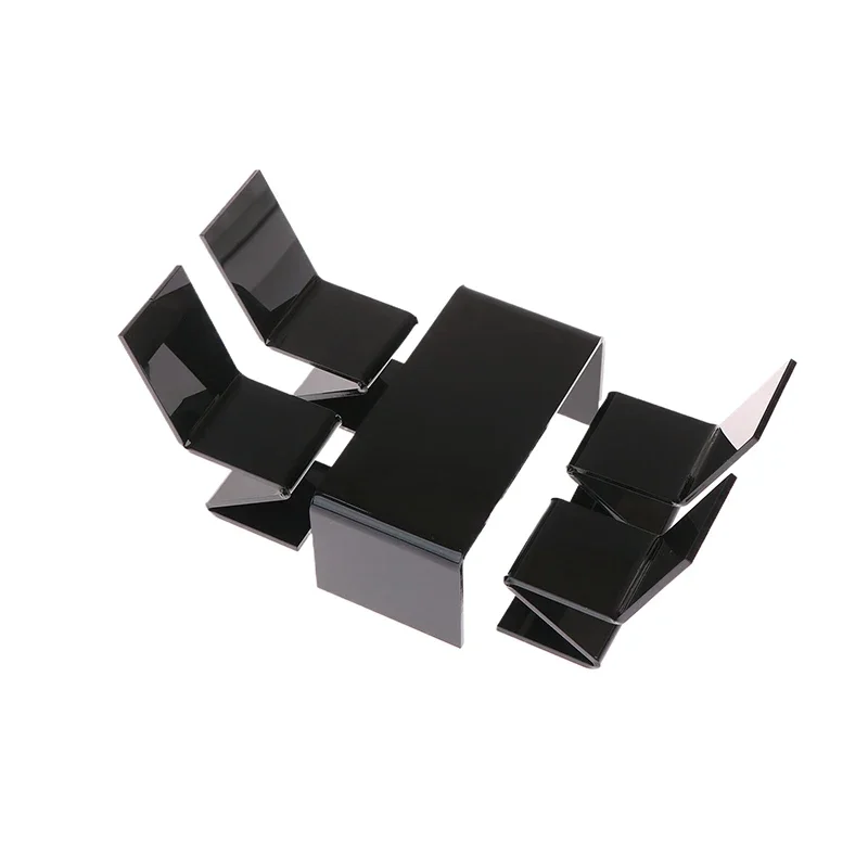 أثاث بيت الدمى اللطيف بمقياس 1/12، وطاولة طعام ومجموعة كراسي، مثالية لمكتب بيت الدمية وغرفة المعيشة