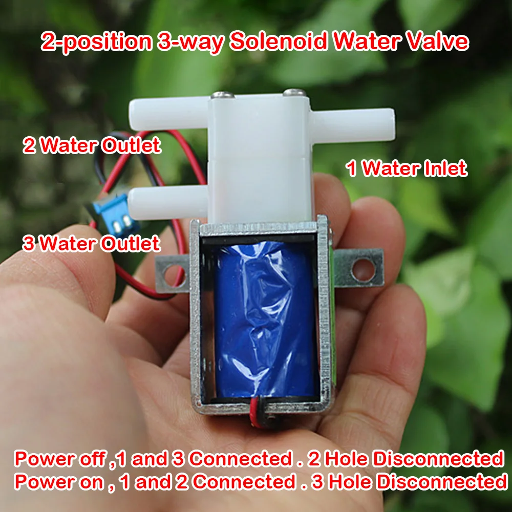 DC 7.4V 2-position 3-way Water Valve 9V Micro Solenoid Valve Small Water Gas Valve Electric Control Switch for Coffee Machine