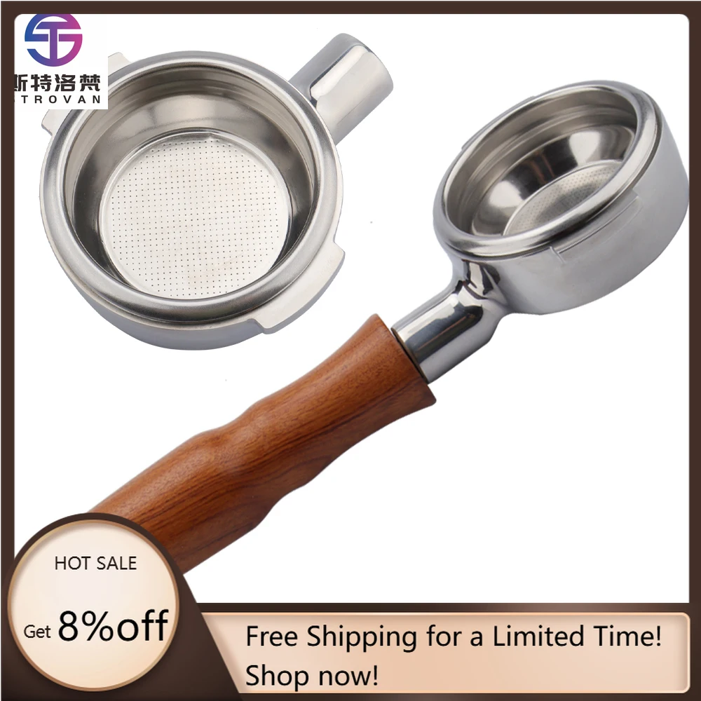 

STLF WJW Rosewood Handle E61 Group Coffee Machines Replaceable Bottomless Portafilter Stainless Steel 58mm Espresso Portafi