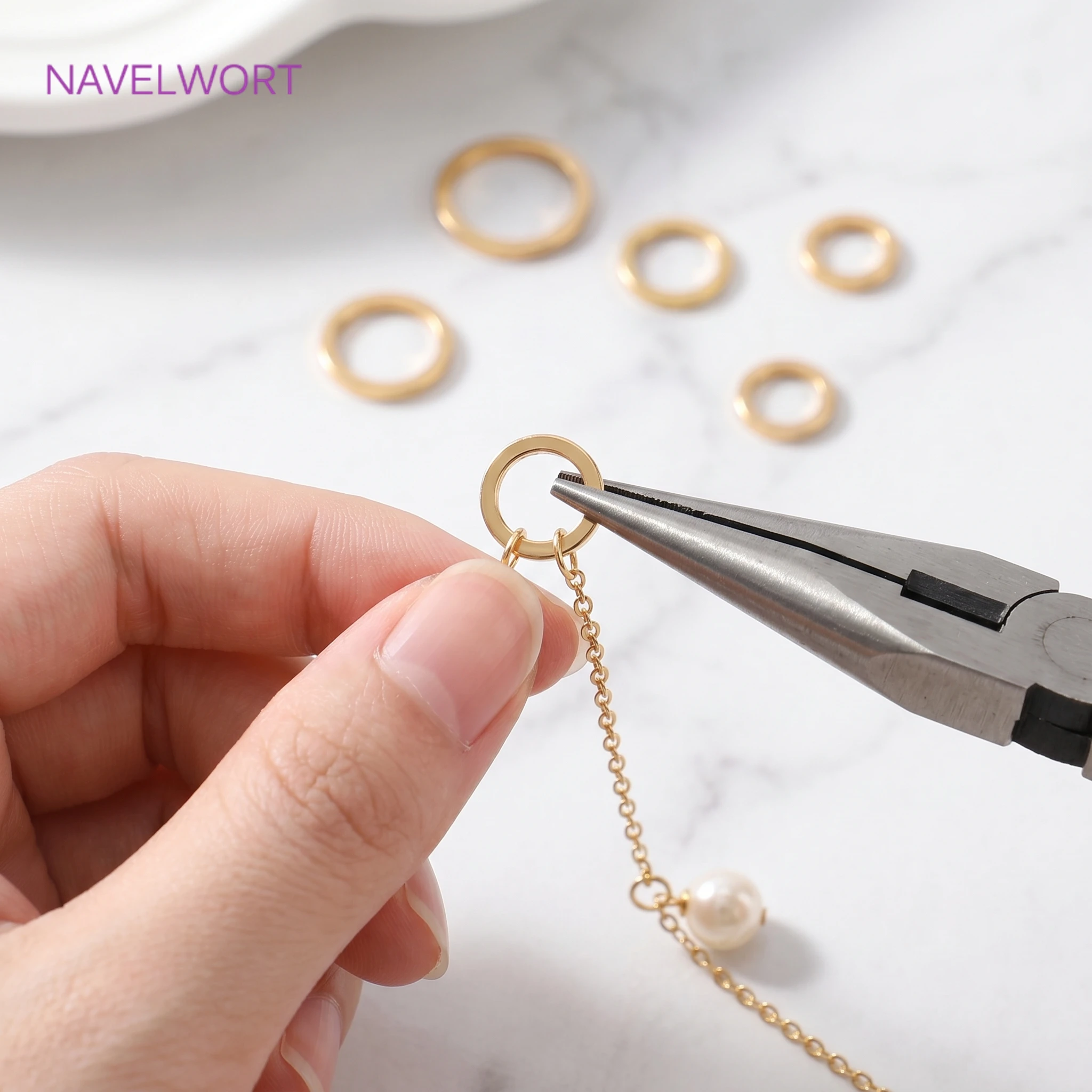 20/40 Stück 18K vergoldete runde, flache, geschlossene Ringe, Biegeringe, Verbindungsringe für Schmuck, DIY-Armband- und Halskettenherstellungszubehör – Detail 30