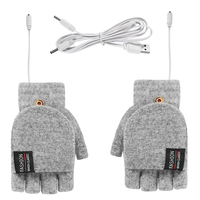 Heating Gloves Winter Biker Snow Knitting Design Hand Warmer Laptop Half Finger Heated Mitten USB Universal