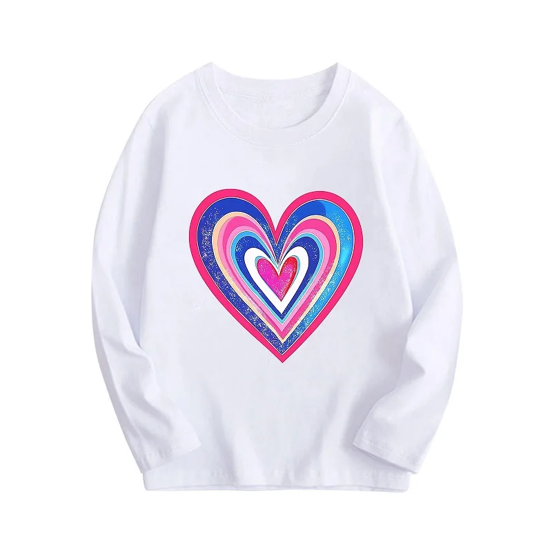Girls' long-sleeved New Printed children's long-sleeved T-shirt  spring/autumn round-neck base layer Valentine's Day