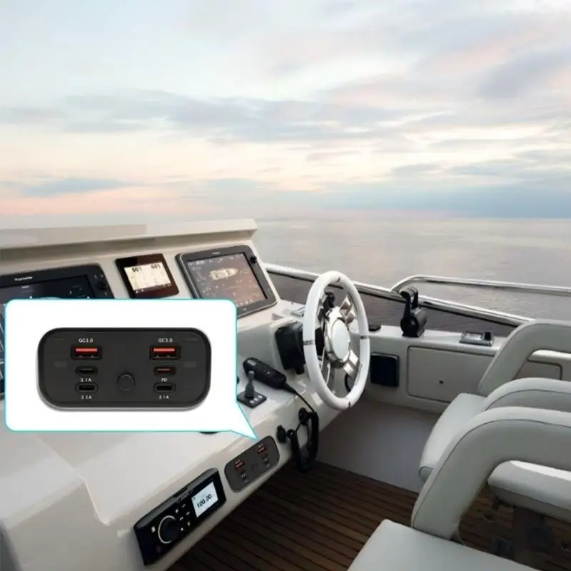 31BC Cabin USB Chargers Socket with Switches and Battery Readout Power Outlet Panel