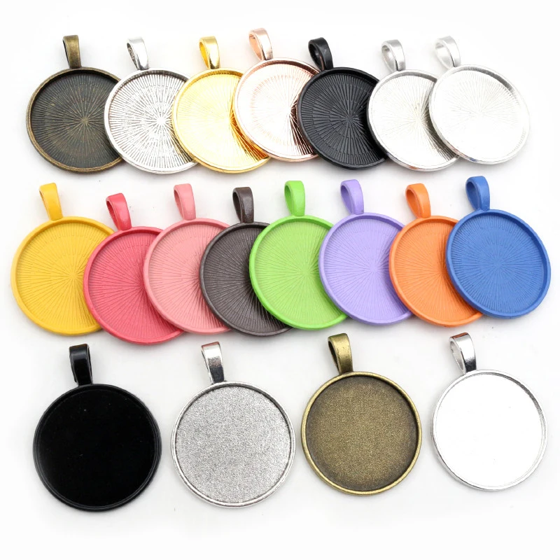 New Fashion 10pcs 25mm Inner Size Multi Colors Plated Classic Simple Style Cabochon Base Setting Charms Pendant