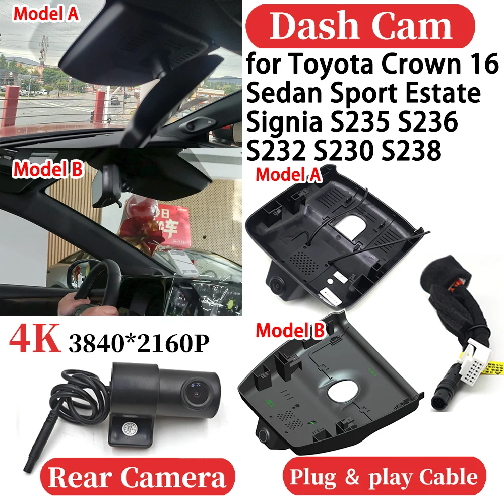 Pour Toyota Crown 16 berline Sport Estate Signia S235 S236 S232 S230 S238 voiture 4K enregistreur vidéo DVR Dash Cam caméra de tableau de bord