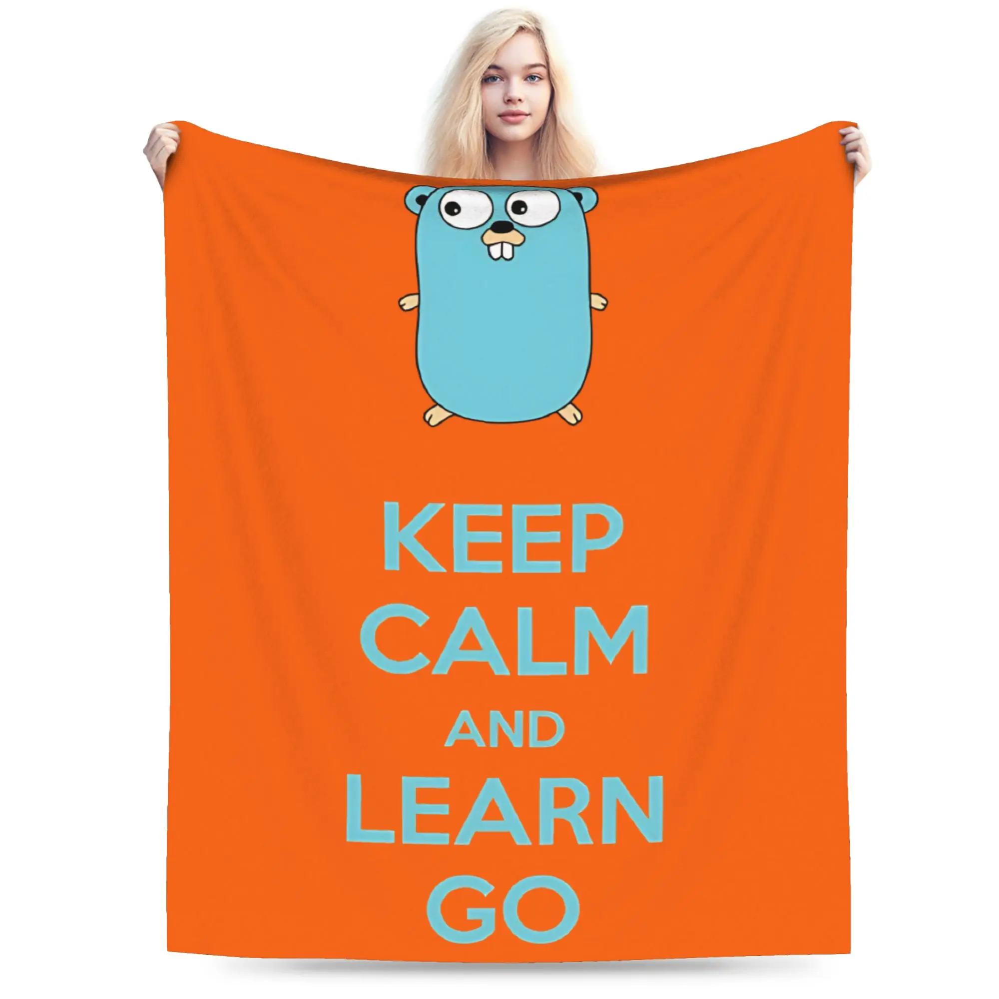 Novelty Design Keep calm and Learn Go GoLang Gopher Blankets Soft Fleece  Relax Throw Blanket Machine Washable