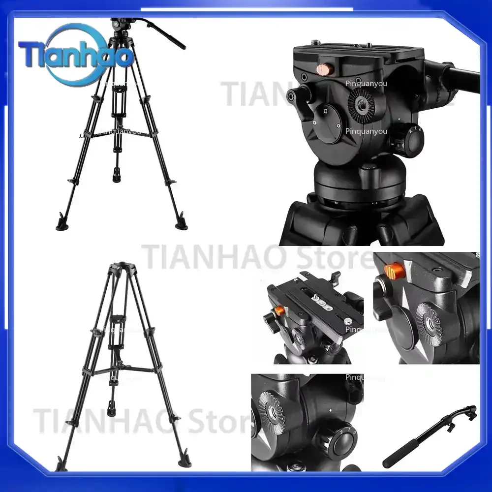 EI740A 75mm Bowl Aluminum Camera Tripod Kit for Video Camcorder with 8kg Payload