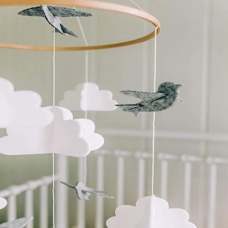 DIY Circle Nursery Wooden Mobile, Circular Semi-Circular Wood Wind Chime Craft Kit