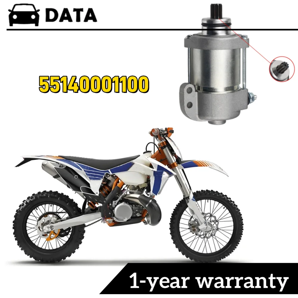 Motor de Partida e Conjunto Bendix 410W OEM: 55140001100 para KTM 200 250 300 XC XC-W EXC EXC-E, HUSABERG e HUSQVARNA TE 250 TE300