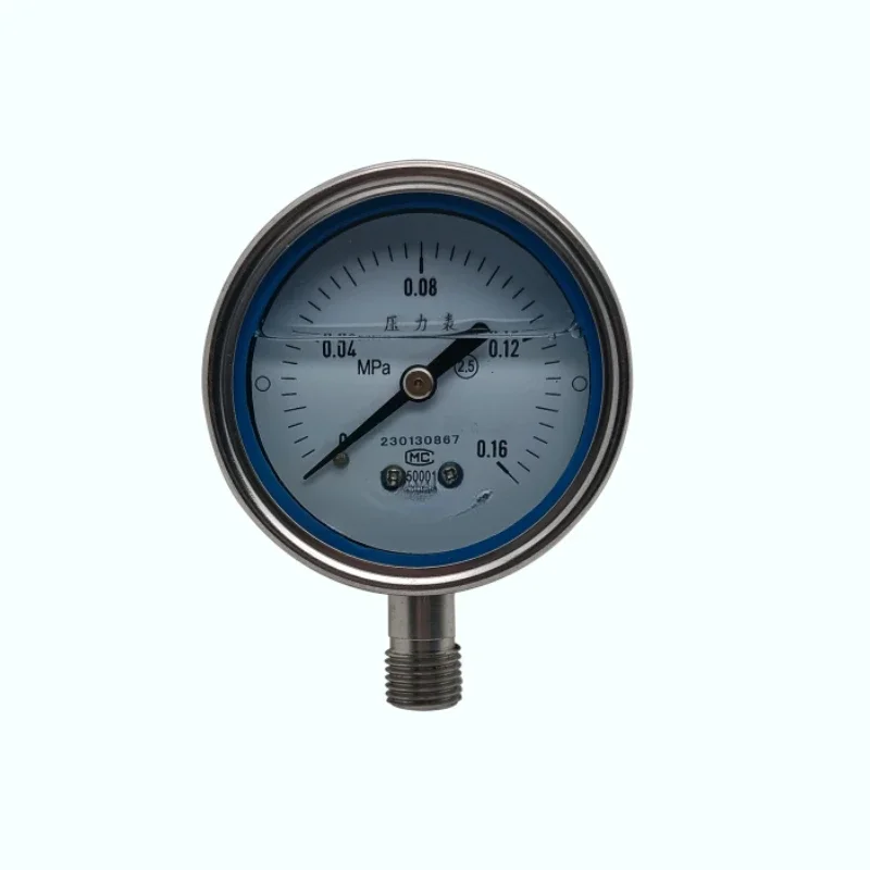 

0-0.16MPa 60mm oil filled stainless steel bottom entry pointer pressure gauge