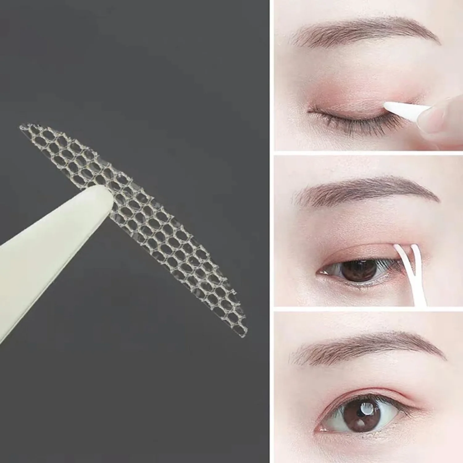 240pcs Double Eyelid Tape Stickers, Beige Lace Adhesive Strips, Self-Adhesive Eye Makeup Tool