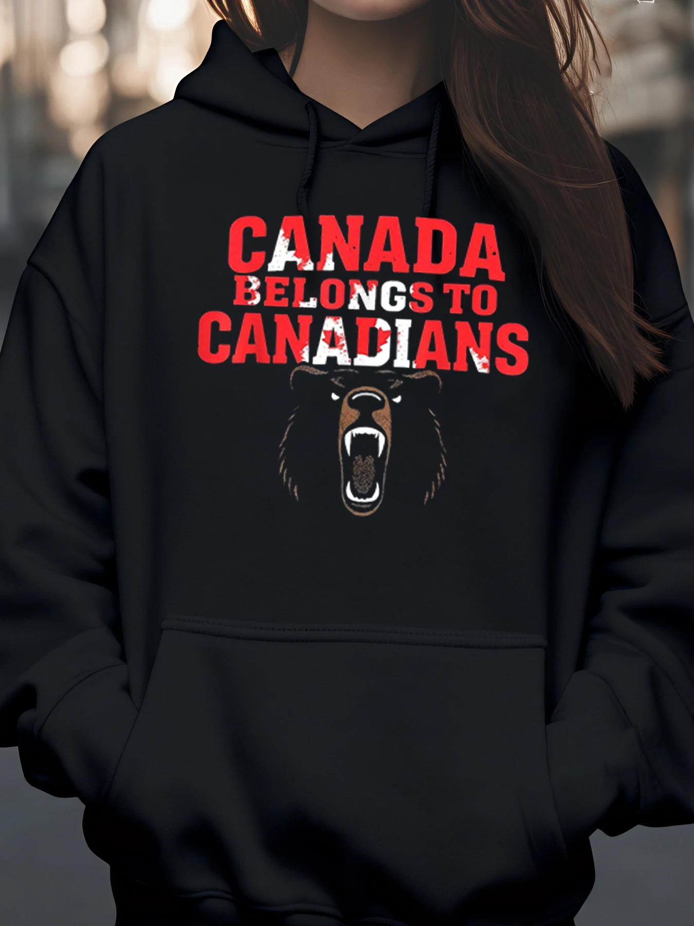 

Толстовка с принтом медведя Canada Belongs to Canadians для повседневной одежды для мужчин и женщин