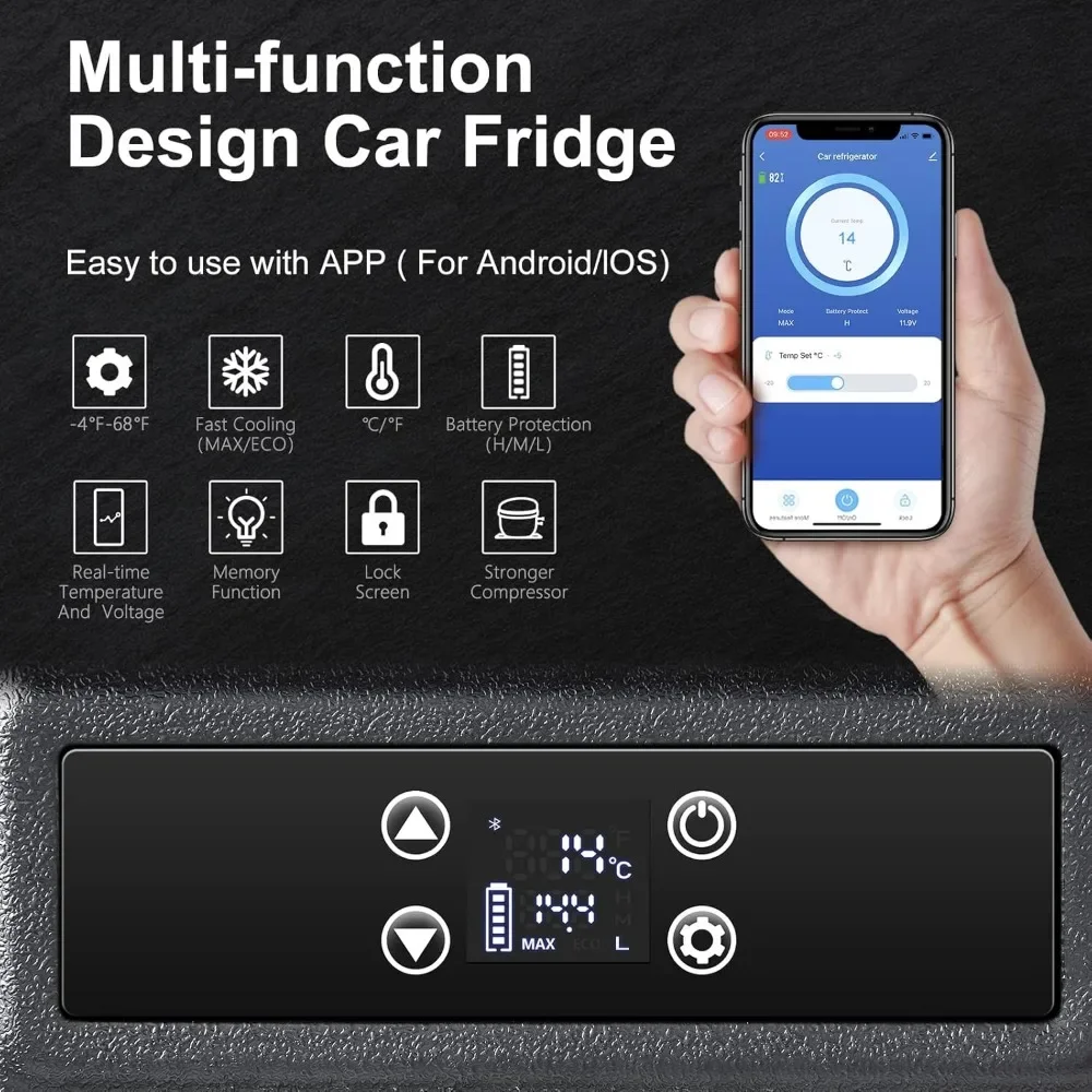 Frigorifero portatile da 80 litri, congelatore per camper da 75 litri a zona singola, controllo delle applicazioni WiFi - 4 °   F-68 °   F dispositivo di raffreddamento automobilistico