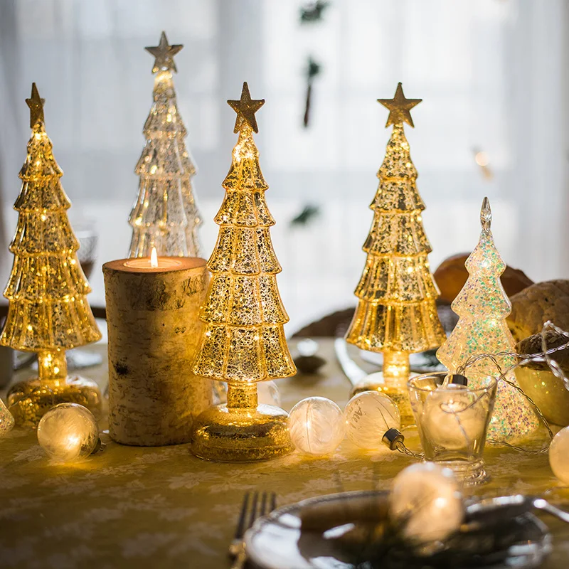 Weihnachts baum Glas Nachtlicht für zu Hause Weihnachten romantische Urlaubs atmosphäre Arbol de Navidad Ornamente führte leuchtende Dekoration