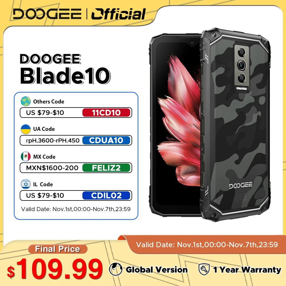 Global Version DOOGEE Blade10 Rugged Phone 6.56