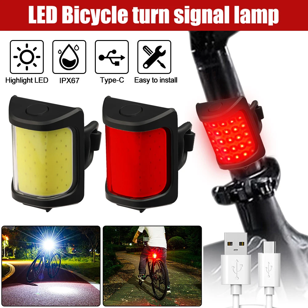 White+Red COB LED Flash Bike Tail Lights USB Rechargeable Waterproof Bicycle Rear Lamp Multi Light Modes for Seatpost Backpack