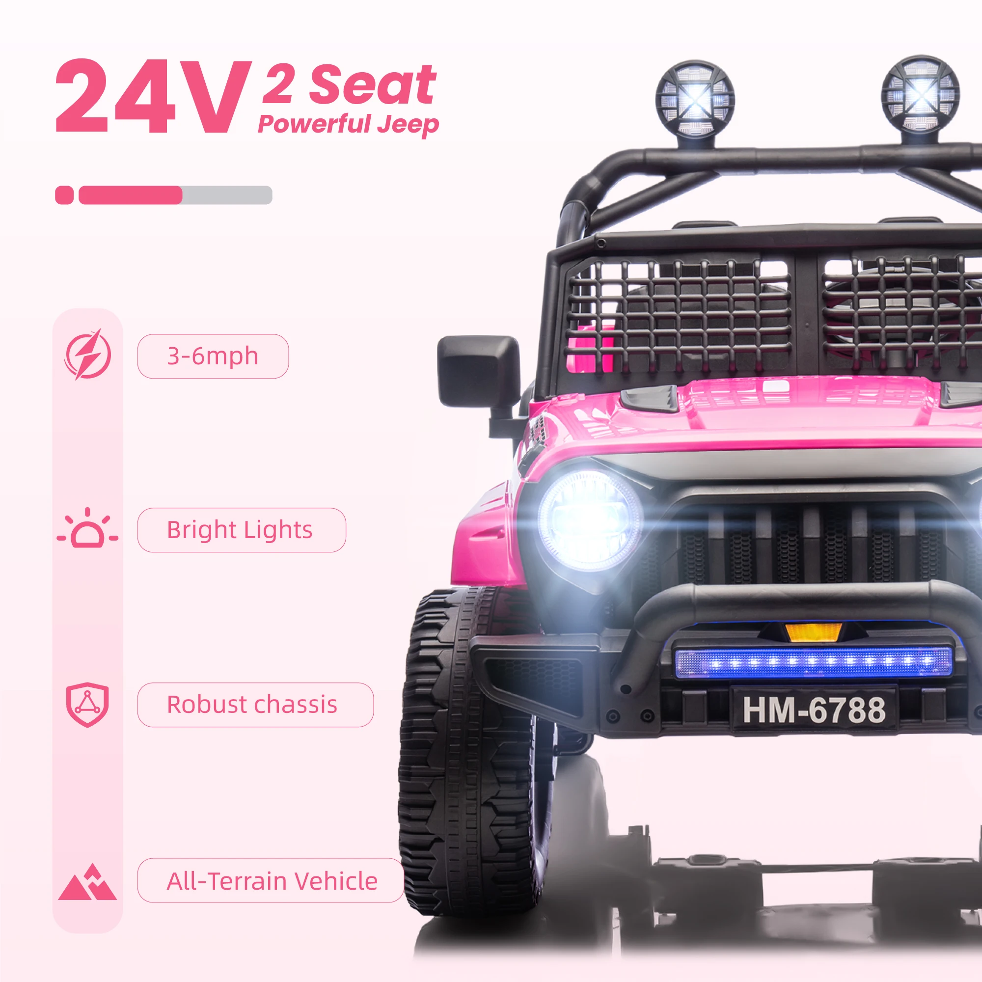 24V tweezits elektrische auto voor kinderen, rit op auto met afstandsbediening, met 3 snelheden instelbaar, LED-koplamp, Bluetooth, muziek