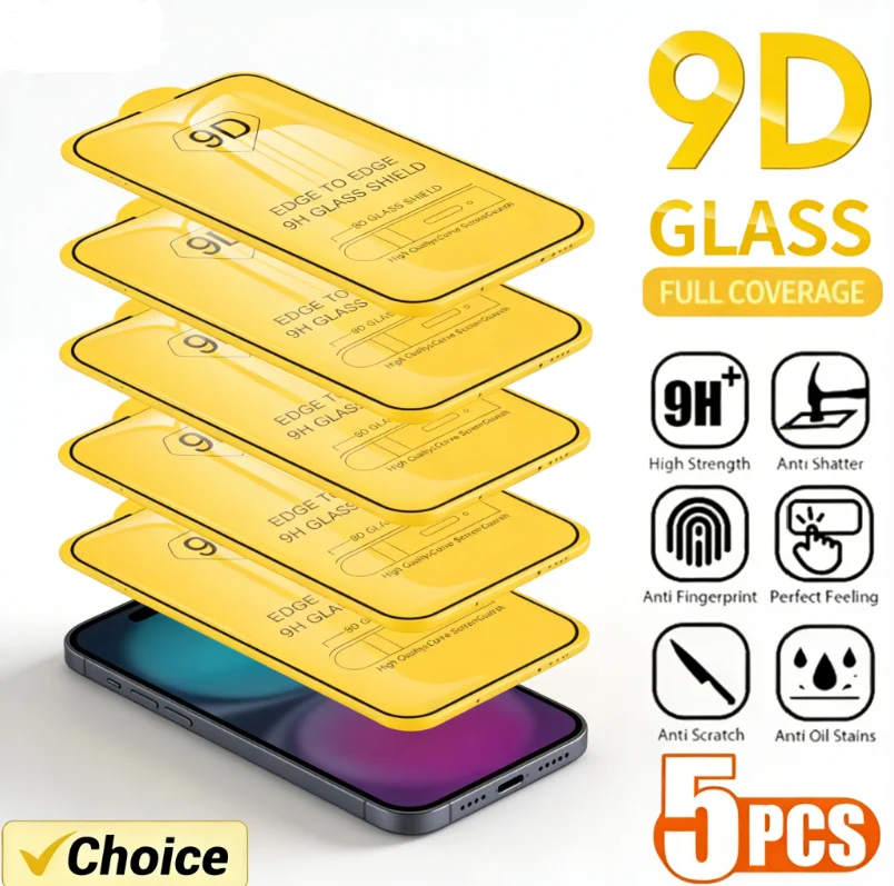 1/2/3/4/5 PCS 9D Tempered Glass For iPhone 17 16 17Air 15 11 12 13 14 Pro Max plus 16E Screen Protector For iPhone 13 XR Max