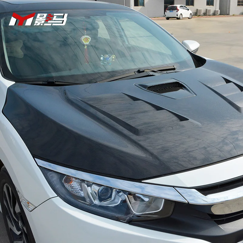 غطاء محرك السيارة الجديد من ألياف الكربون طراز VEO لهوندا لسيارة Civic X 10th Gen 2017-2020