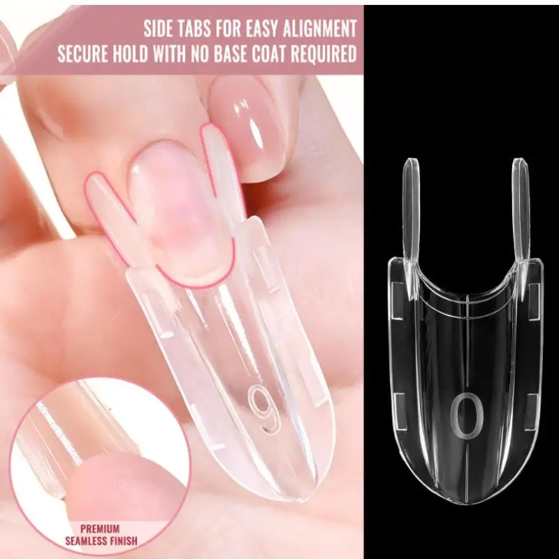 30pcs Nail Clear Rocket Shape Sandwich Dual Nail Forms Reusable Full Cover Dual Nail Molds Top & Bottom Quickly Extend Nails