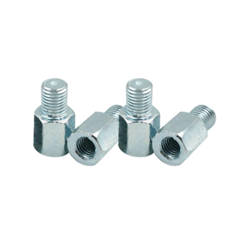 Thread Reducer M10 M8 Converter Motorcycle Rearview Mirror Conversion Screw Adapter Thread Chrome Pack of 2
