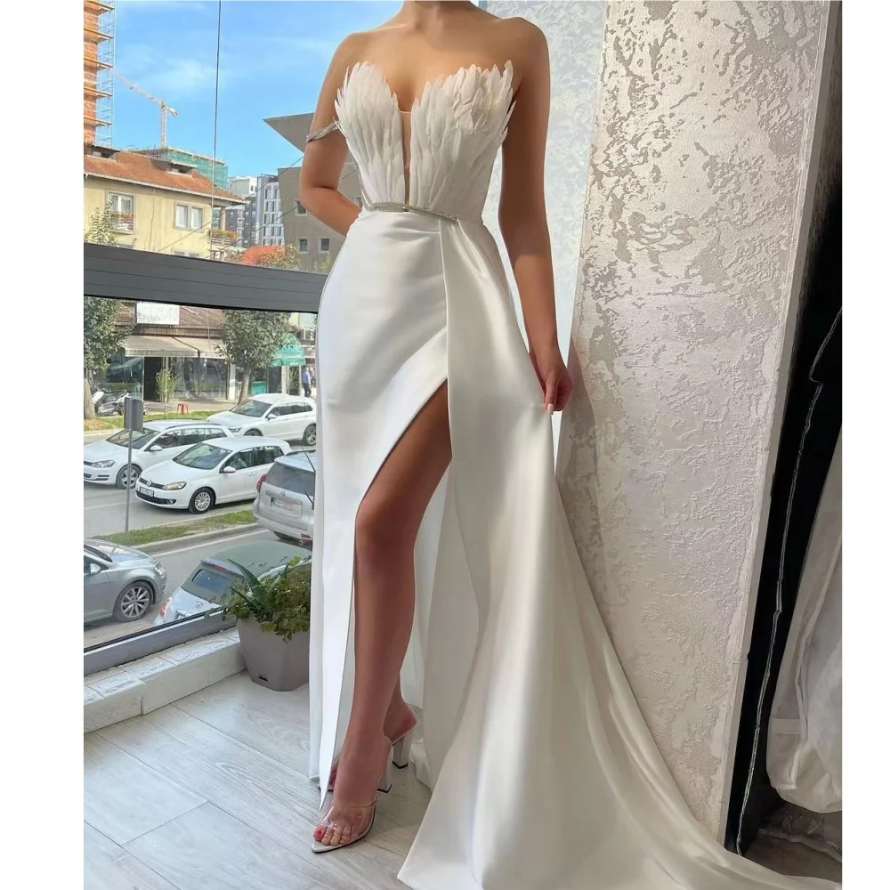 Muloong Sweetheart Chapel Train Asymmetrical Women Luxury Party Dress 2023