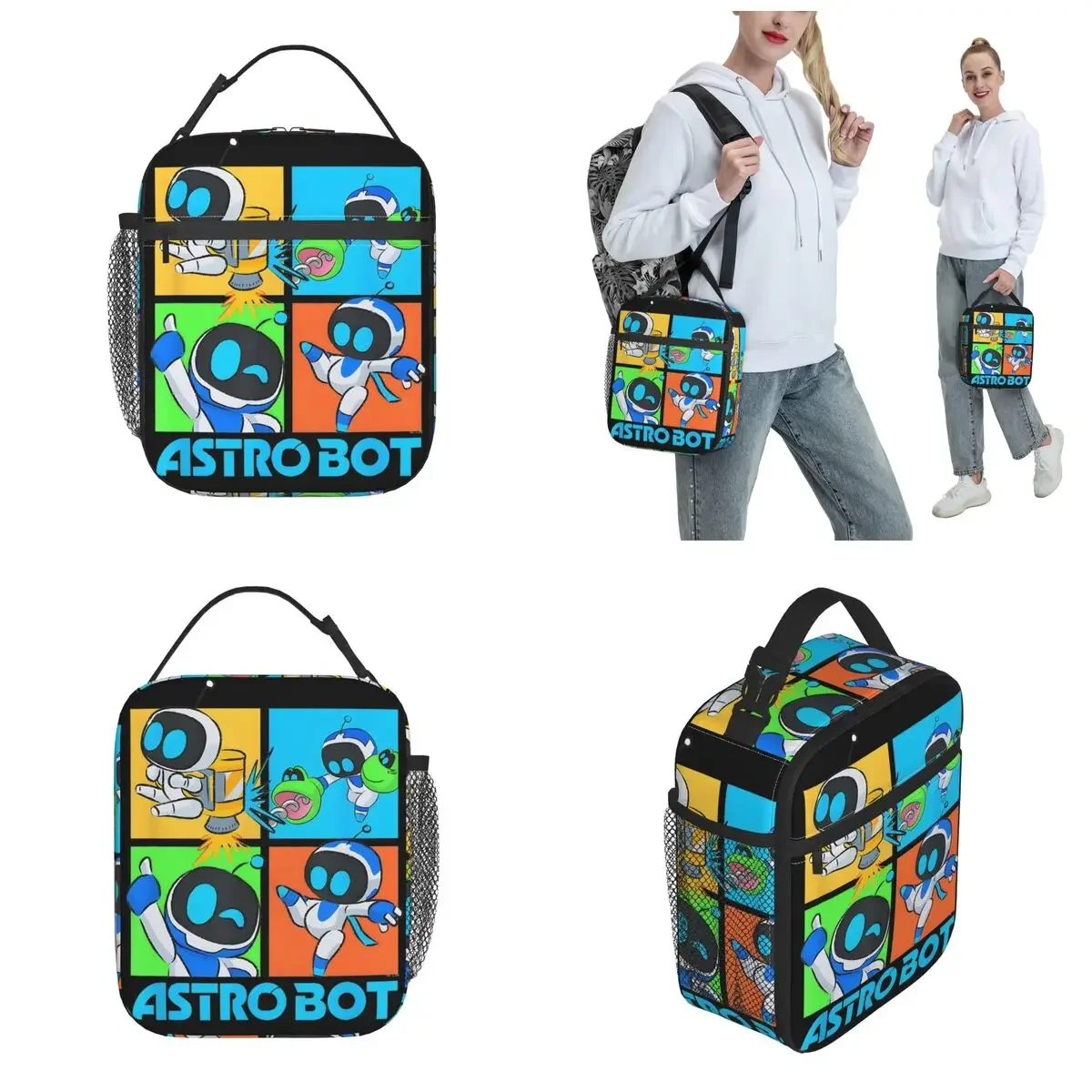 Insulated Lunch Tote Bag Astrobot Fighting Accessories Video Game Lunch Food Box Harajuku Thermal Cooler Lunch Box For School