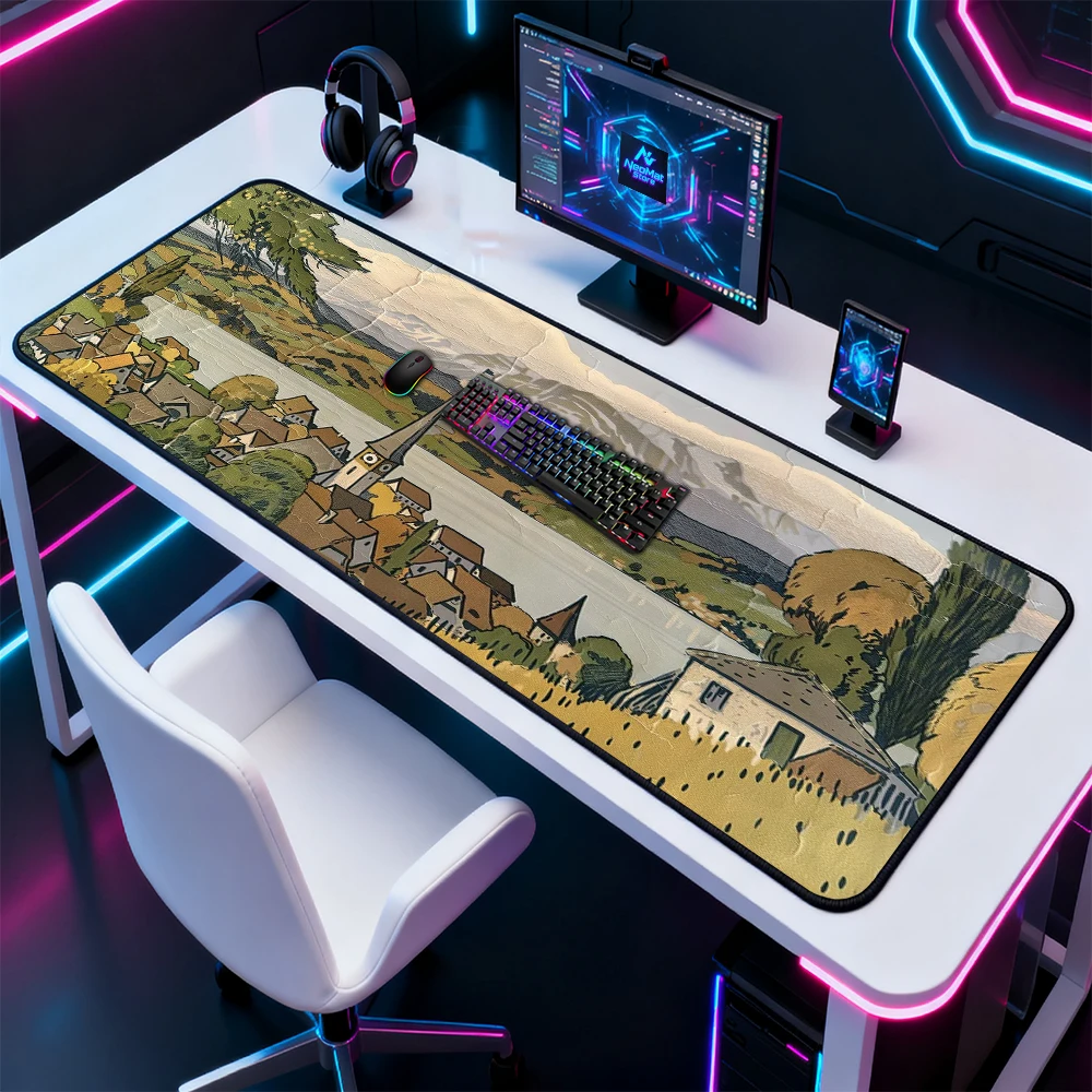 Mountain Mouse Pad Desktop Mat Scenic 120x60cm Village XXXL Office Gaming Accessories Stable Premium Smooth Computer Desk Mat