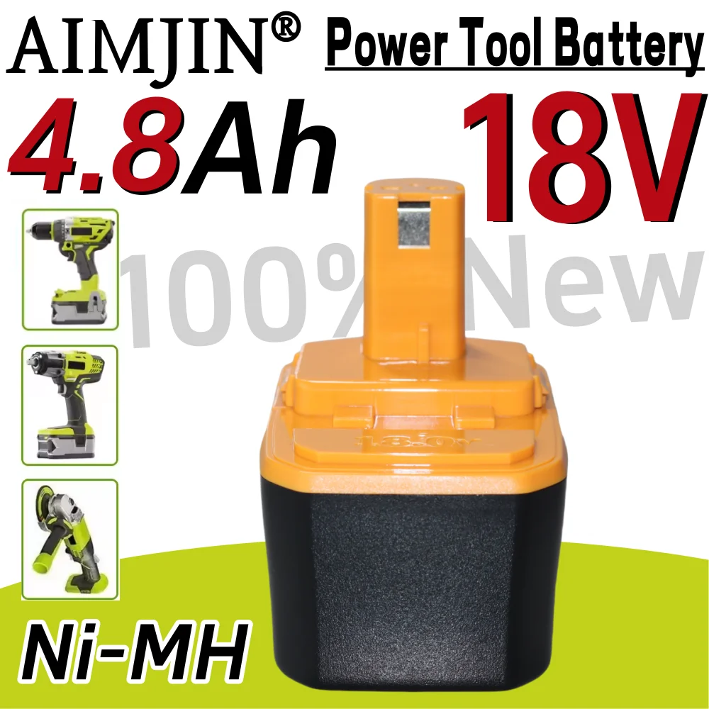 

Upgraded 18V 4800mAh Ni-Mh Replacement Battery for Ryobi 18V Battery One+ Compatible with P100 P101 ABP1801 ABP1803 BPP1820