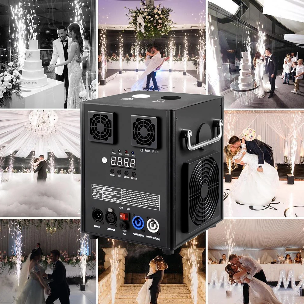 2PC 750W Cold Spark Machine Flightcase Ti Powder 600w Cold Sparkler Wedding Firework Indoor Outdoor Event Concert DJ Proposal FX