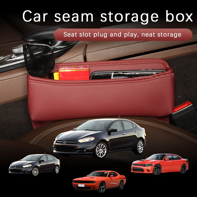 

Leather Car Seat Gap Organizer Multifunction Console Storage Box Car Interior Storage Pocket For Dodge Charger SRT Challenger