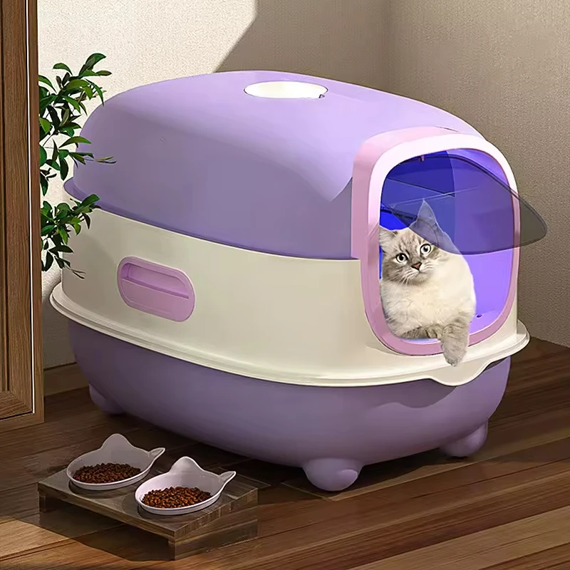 

Foldable Enclosed UV Sterilization and Deodorization Cat Box Sandbox Self Cleaning Large Cat Toilet
