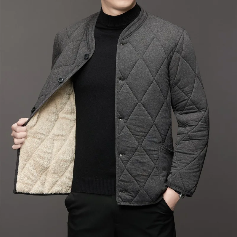 Men's Winter Velvet Stuffed Plush Thickened Cotton Jacket Thickened Elastic Cold-proof Jacket
