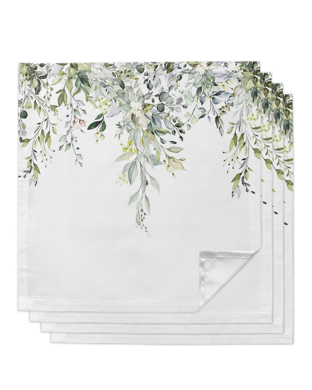 4/6/8pcs Watercolor Green Leaves Table Napkins Cloth Restaurant Table Napkins Wedding Banquet Decor Cloth Napkins