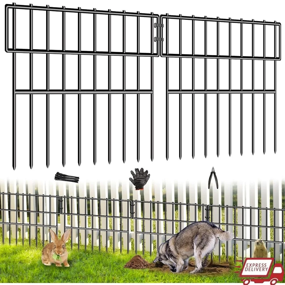 

39.5ft Dig Defense Animal Barrier Fence 28 Panels Metal No Dig Dogs Garden Edging Rustproof Outdoor Use Easy Install
