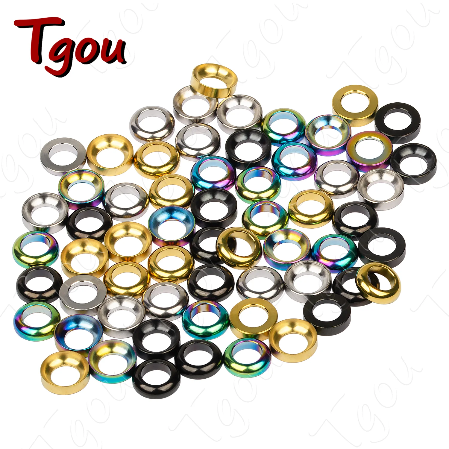 Tgou Titanium Gasket M6 Concave and Convex Washer Spacer for MTB Disc Brake Caliper Group Mounting Bolts 2pcs