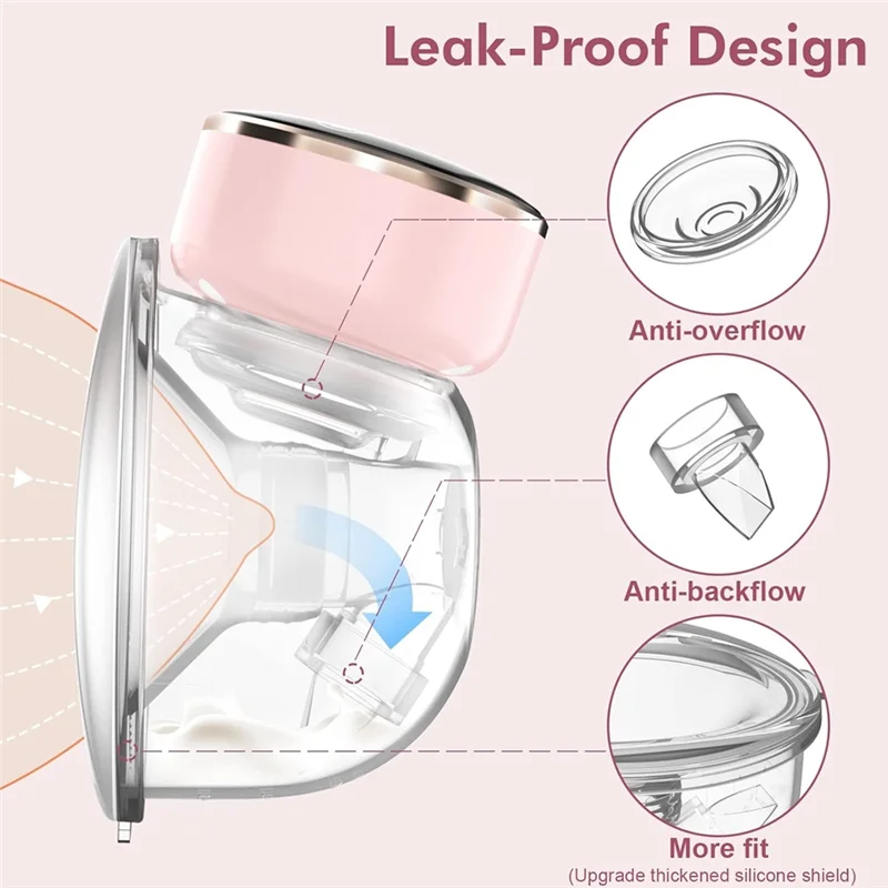 A71Z Wearable Breast Pump LED Display,Portable Electric Breast Pump With 3 Modes 9 Levels And Low Noise,24 Mm Flange,2 Pcs