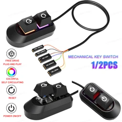 2M RGB LED Lights Computer Desktop Switch PC Motherboard External Start Power On/Off And Reset Button Extension Cable Key Switch