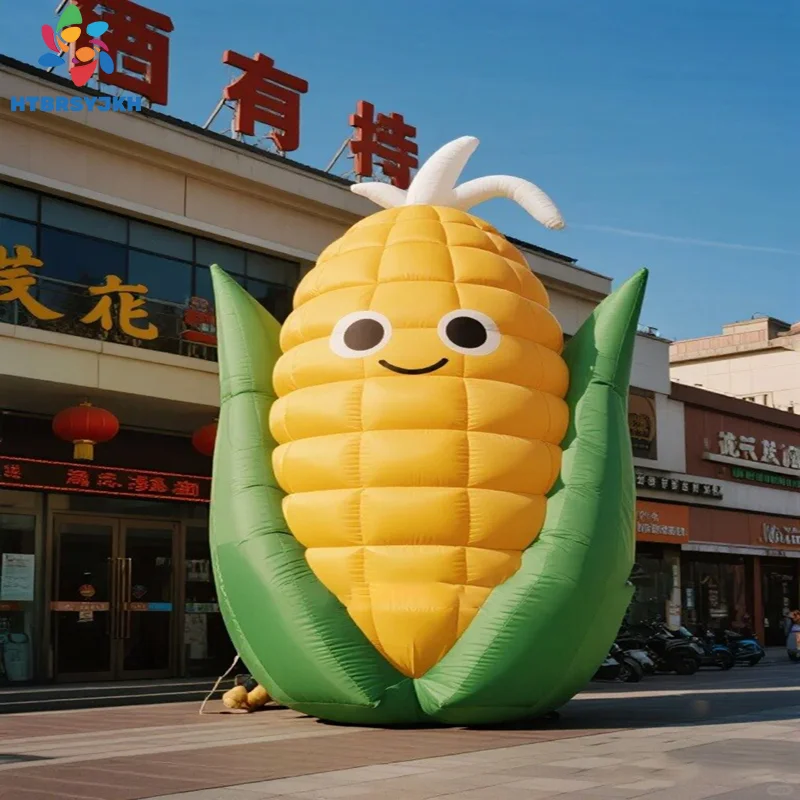 Aufblasbares Cartoon-Gemüse imitieren echte Maismodelle, maßgeschneidert für Einkaufszentren, Outdoor-Display-Requisiten, 3 m/4 m