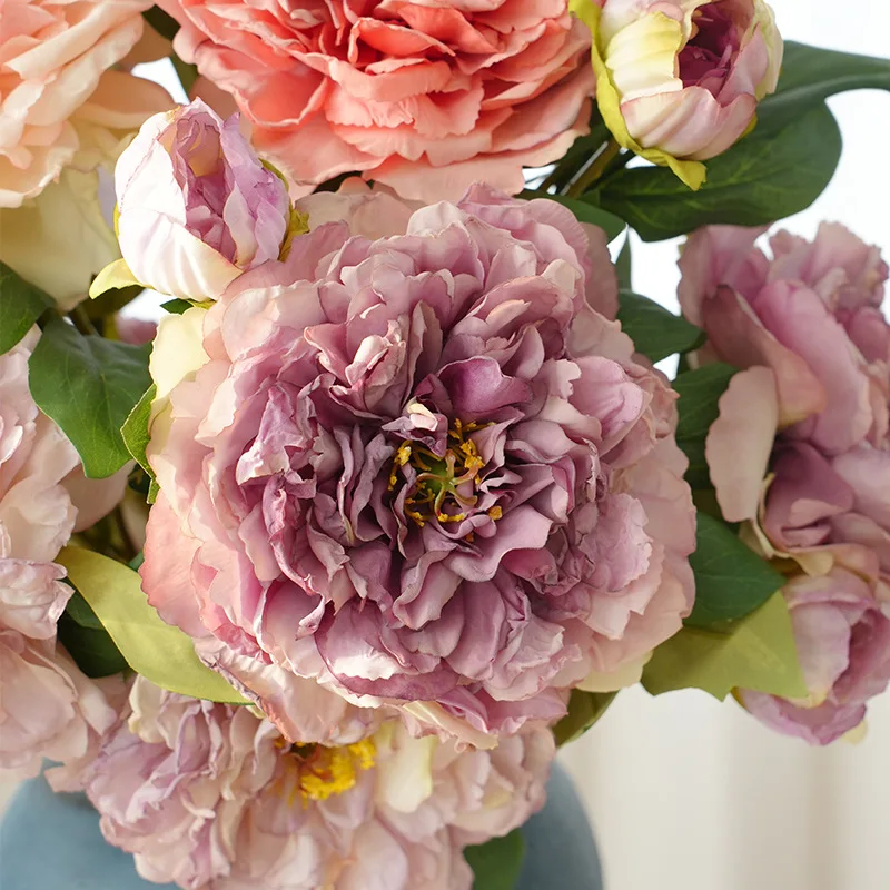 1PC Luxury 2 Head Peony Artificial Flowers Wedding Home Decoration Fake Flowers Simulation Living Room Porch Party Decoration