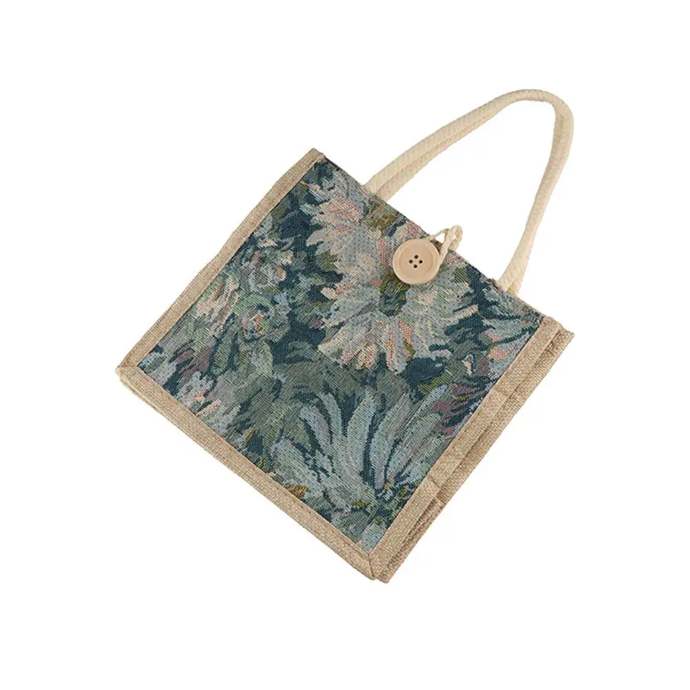 Printed Ethnic Style Canvas Bag Large Capacity Portable Linen Handbag Tote Bag Mommy Bag Printing Cloth Lunch Bag Female/Girls