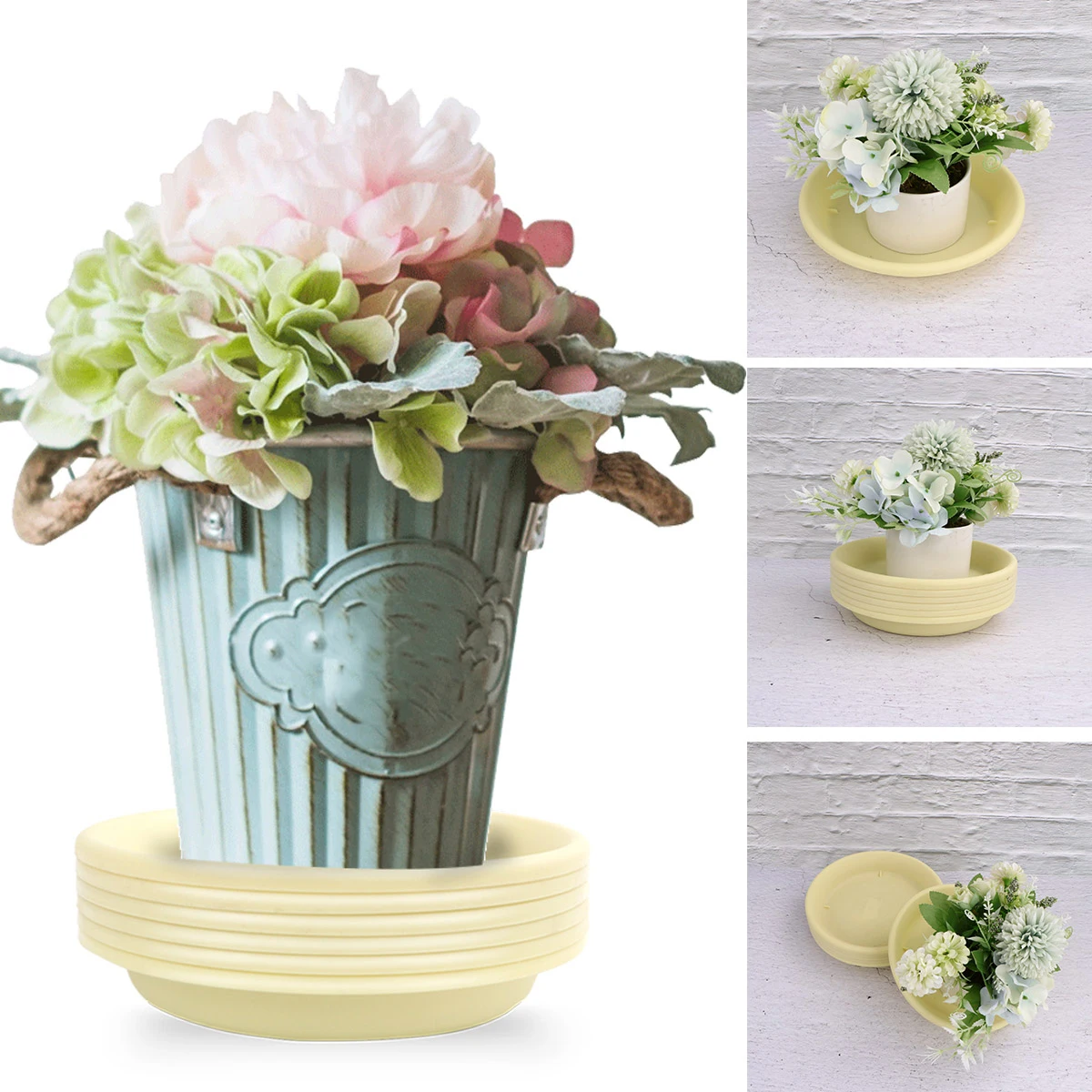 

6pcs Round Resin Flower Pot Tray Saucer For Small Plant Pots Succulent Drainage Base Durable Non-Slip Plastic Pot Plate Light