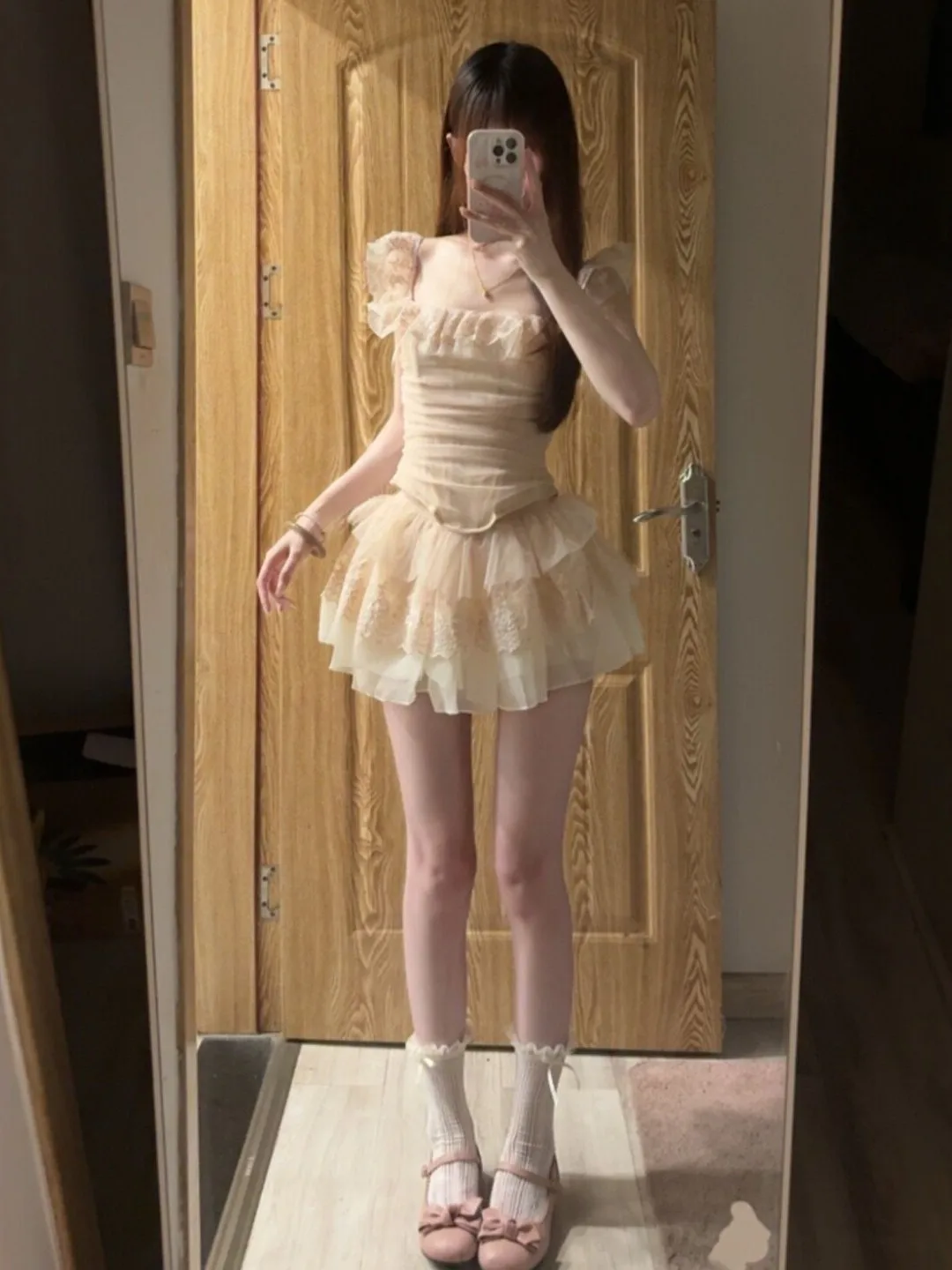 

Elegant Summer Outfit Set Unique Puffy Skirt Top Two-Piece Ensemble Short Cotton Blend Comfortable Fashionable for Teens