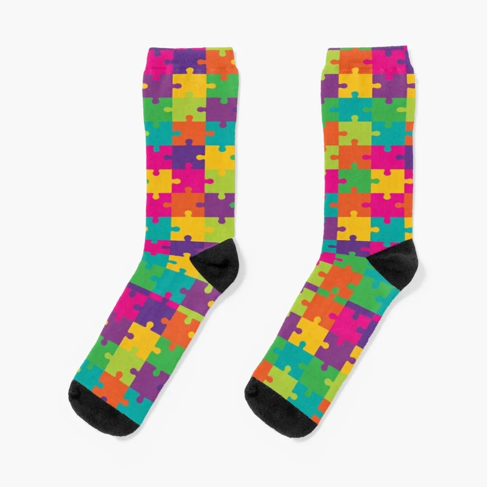 Colorful Jigsaw Puzzle Socks Cycling Socks