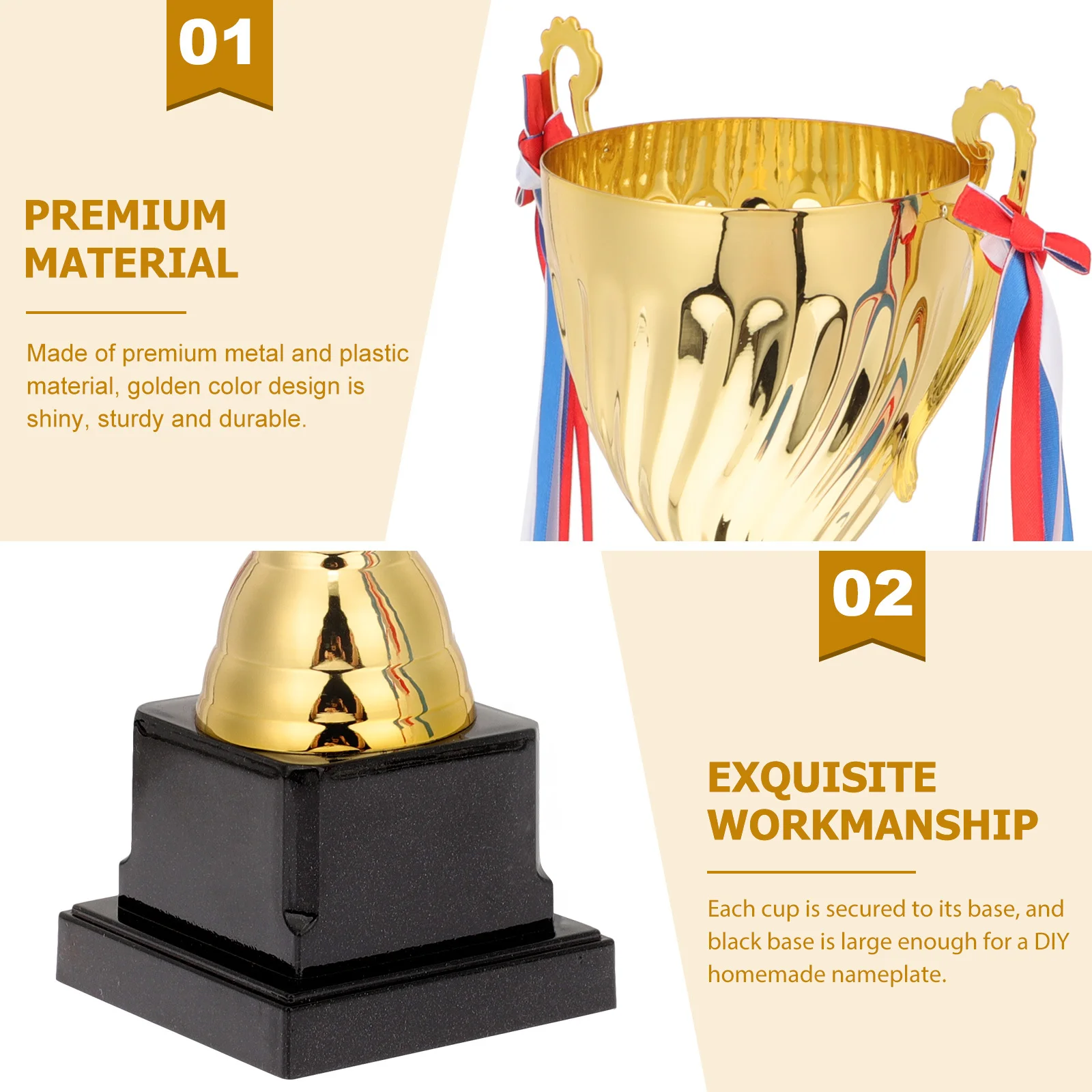 

Trophy Cup Golden Metal Plastic Decorative Award For Competition Sports Adults Multi-Function Prize Match