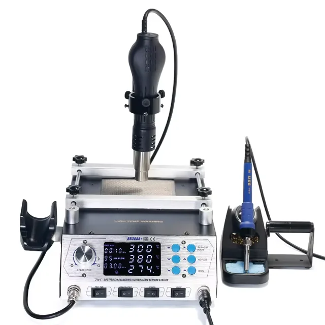 

YIHUA 853AAA+ Professional Soldering Rework Station with Preheater Hot Air Gun & Digital Soldering Iron