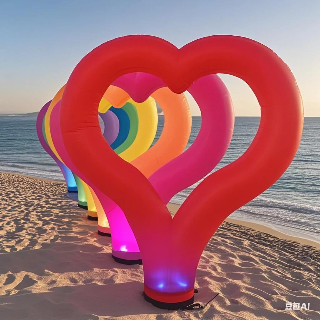 

Valentine's Day Must-Have! Red Inflatable Love Heart with LED Lights - Ideal for Shopping Mall, Party & Holiday Decor